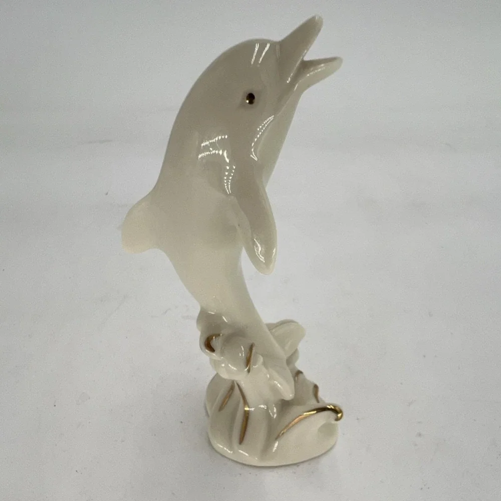 Lenox Porcelain Dolphin Figurine Handcrafted Gold Accents